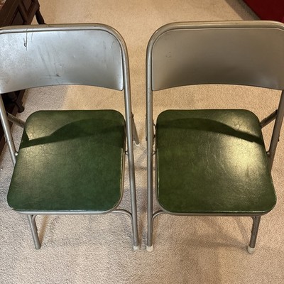 2 Samsonite Green Cushion Folding Chairs Mid-Century Modern MCM | eBay