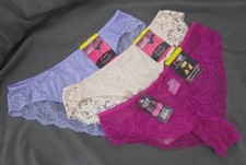 NWT set of 3 MAIDENFORM comfort devotion LACE TANGA LILAC BEIGE PINK mesh 6/M