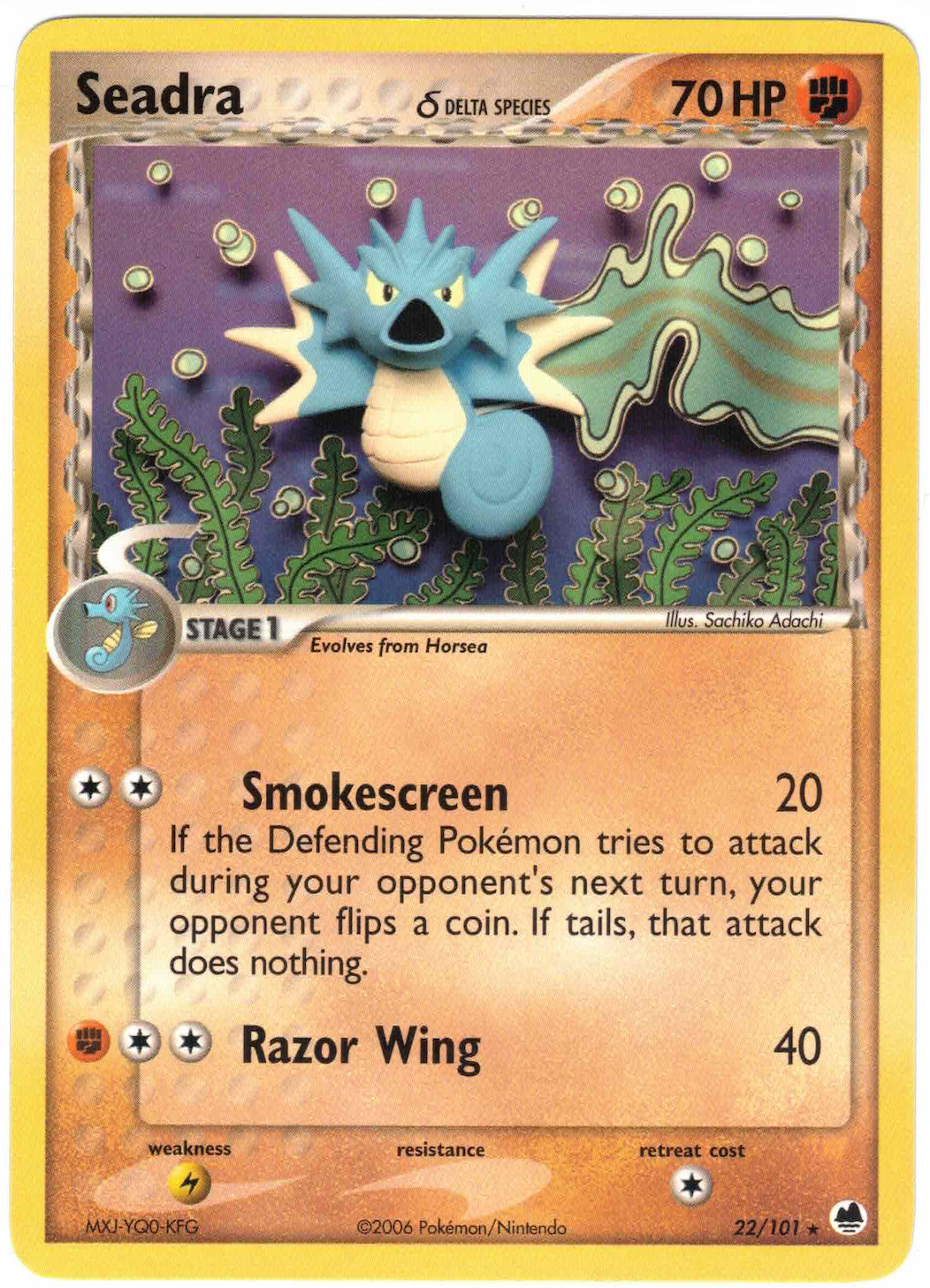 Seadra 22/101 EX Dragon Frontiers Regular Rare Pokemon Card
