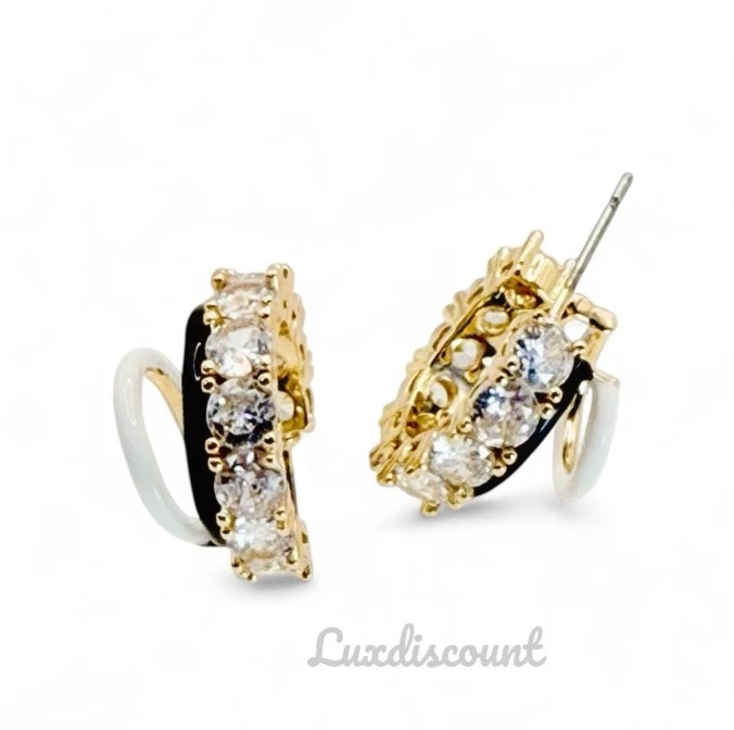 Pendientes Huggies Kate Spade Hint of Shimmer apilados en negro Foto 3 de 4