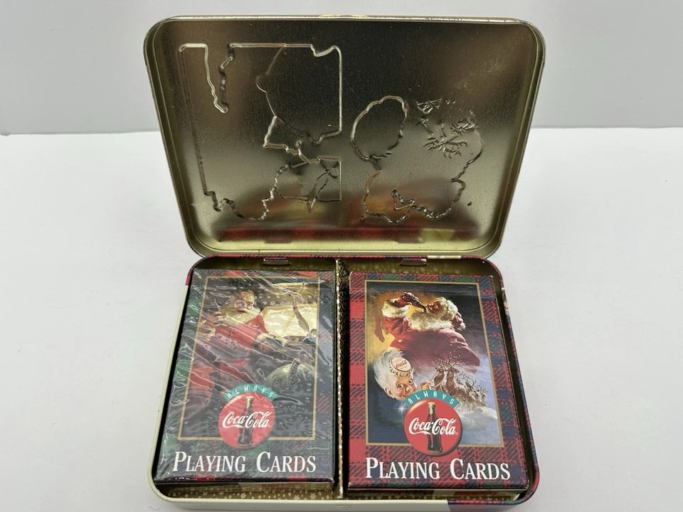 1997 Nostalgia Coca-Cola Santa 1951 & 1949 2 Decks Playing Cards Tin 1 Sealed - Image 3 of 3
