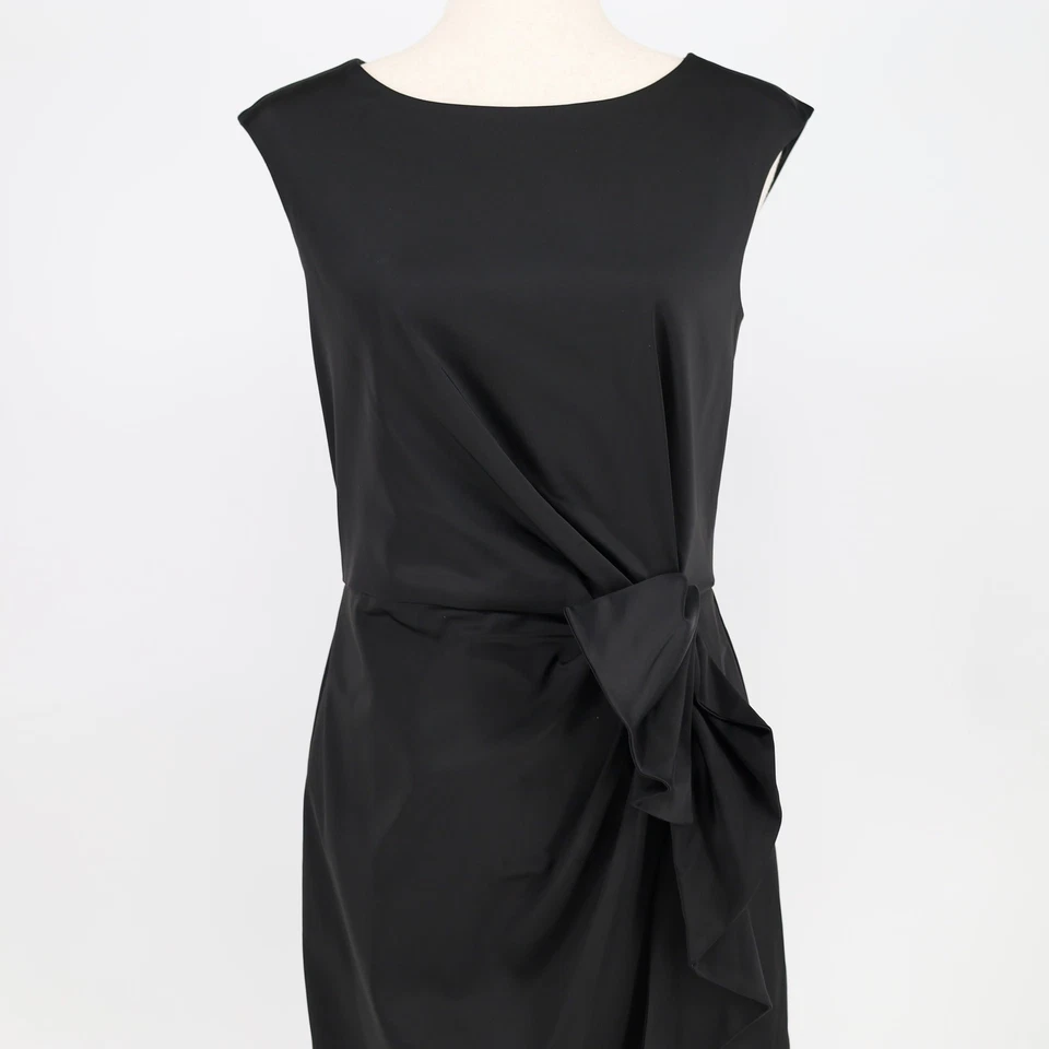 Vestido Lauren Ralph Lauren Mujer Negro Cintura Corbata Charmeuse Fiesta Cóctel Talla 4 Foto 4 de 4