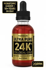 COLLOIDAL GOLD 24K Liquid Gold ORMUS MONATOMIC FourRealms MONATOMIC GOLD LIQUID