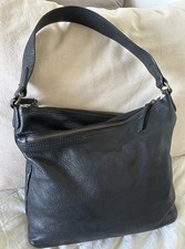 Fat Face Black Leather Slouch Hobo Shoulder Bag