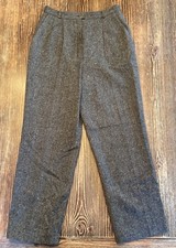 Pendleton Women's Vintage Wool Pants Brown/Black Herringbone, Made in USA, Lined
