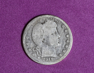 1911- Barber Quarter Dollar #P34817