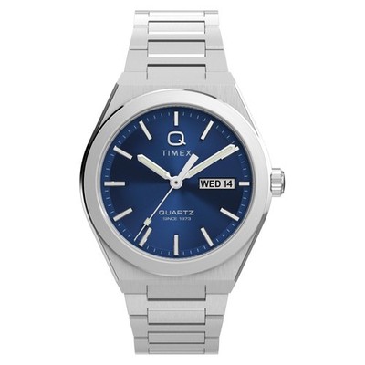 Timex TW2Y25100 Q Timex  Continental Day and Date 39 mm Edelstahlarmbanduhr   He