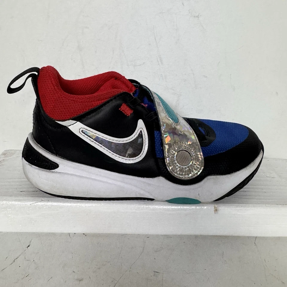 Nike Team Hustle D 11 SE Black Red Blue Basketball Shoes FJ1391-001 Youth 1Y - Image 4 of 4
