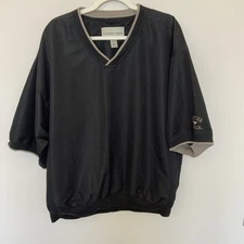 Cutter & Buck Shirt XL Black Pullover V-Neck Tan Trim Golf Top