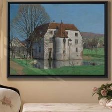 Vintage Rural Landscape Oil Painting Canvas Print Rustic Wall Art Decor Framed