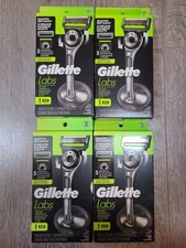 LOT OF 4 GILLETTE LABS RAZOR EXFOLIATING BAR MAGNETIC STAND RAZOR CARTRIDGE