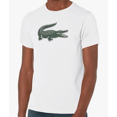 Lacoste Men's Regular-fit Ultra Dry Croc Graphic T-Shirt Blanc/Vert XL