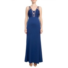 Aidan Mattox Blue Evening Gown Sheer Back Sleeveless A-Line Formal Dress Size 6
