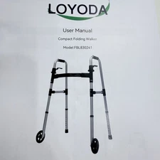Loyoda Foldable Walker With Skis 5" Front Wheel Height Adjustable Silver