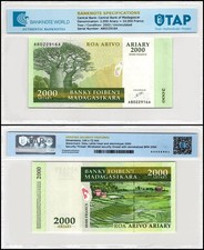 Madagascar 2000 Ariary = 10000 Francs, 2003 ND, P-83, UNC, Authenticated
