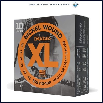 Electric Guitar Strings, Nickel Wound 10-46 Regular Light 10-Pack
