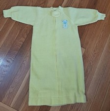 Vintage Fleece One Piece Baby Sleep Sack Yellow Teddy Bear 3-6 Months Collect