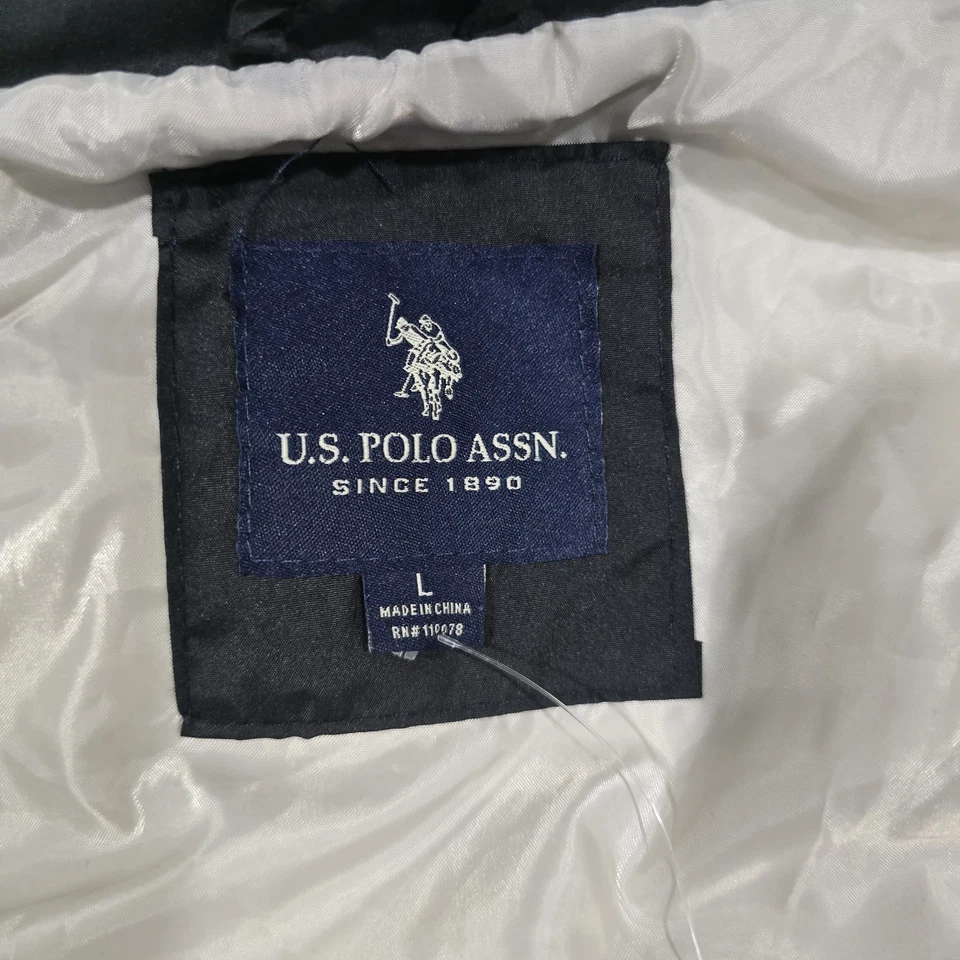 Chaleco acolchado con cremallera completa para hombre US Polo Assn negro talla grande forrado con bolsillos Foto 4 de 4