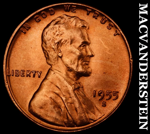 1955-S Lincoln Wheat Cent-Choice Gem BU Red Lustrous No Reserve #i4446