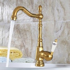 Polished Gold Bathroom Vessel Faucet Single Handle Kitchen Sink Faucet Mixer Tap