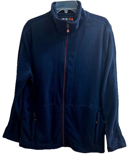 BREKKA Men’s L Navy Blue Full Zip Fleece Jacket Pockets&Logos Designed In Italy