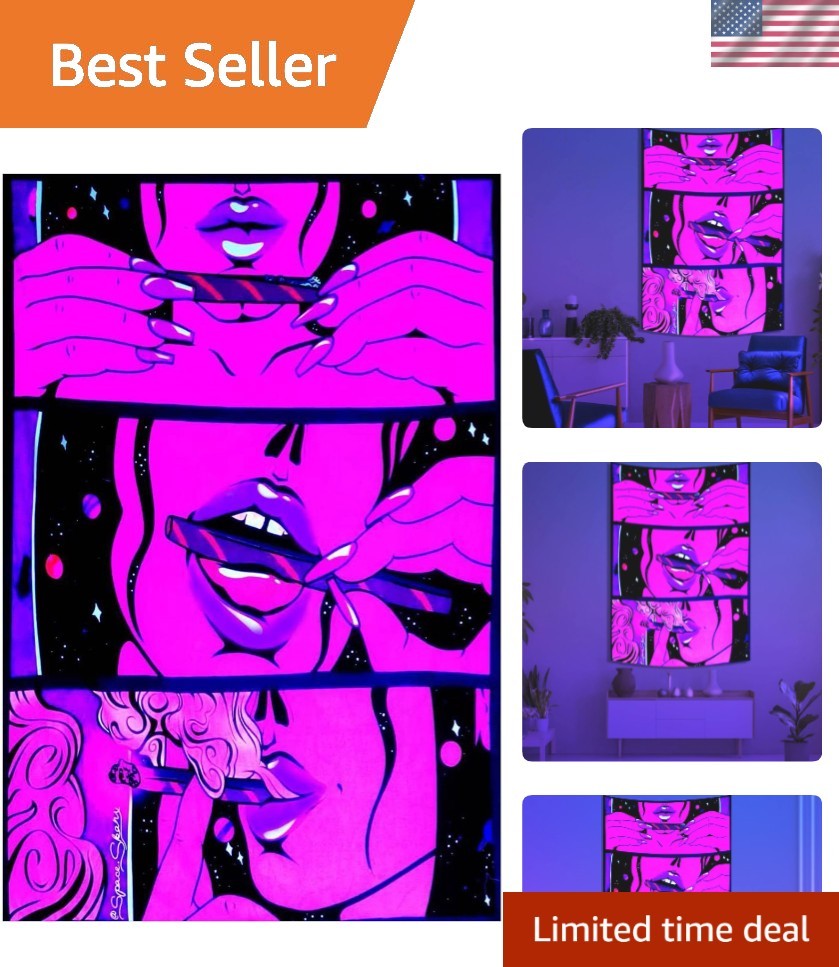 Multipurpose Blacklight Tapestry - Anime-Inspired Glow Art for Room Decor 39x60