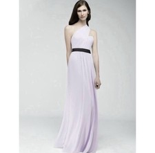Watters 6541 Lavender Black One Shoulder Bridesmaid Formal Gown NWT Sz 12