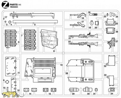 Tamiya 19225254 Z Teile (Z1-Z4) für Tamiya Leopard 2A7V   56046 / 56047 - 1:16
