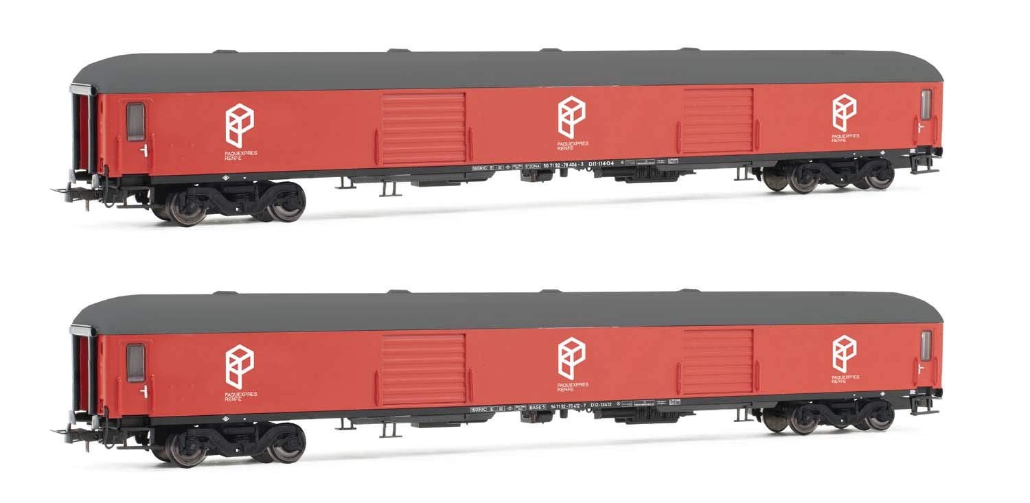 Electrotren HE4001 Paquexpres 2-Unit Pack Luggage Van DD-8100 Red Livery Peri 41890₽
