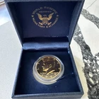 John F Kennedy Half Dollar D proof Gold Plated Over Silver And Enameled