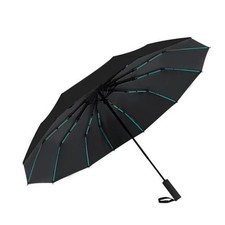 Large Double-Ribs Umbrella Automatic for Women Men, Folding Umbrella A. Black