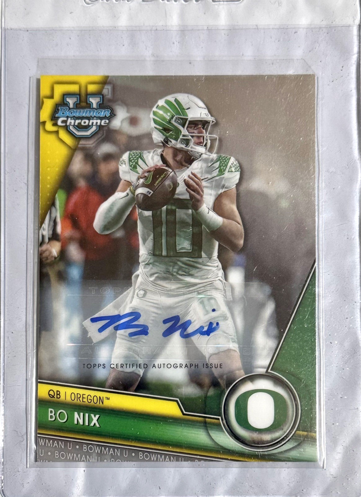 2023 Bowman Chrome University #159 BO NIX #159 AUTO Oregon Broncos