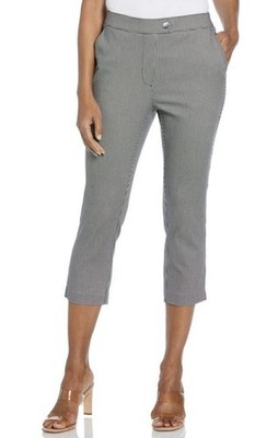 Rafaella Women's Stretch Capri Pant Black & White Plaid Size 14