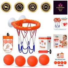 Engaging Bath Toys Toddler Basketball Hoop with 4 No-Hole Balls Suction Cups