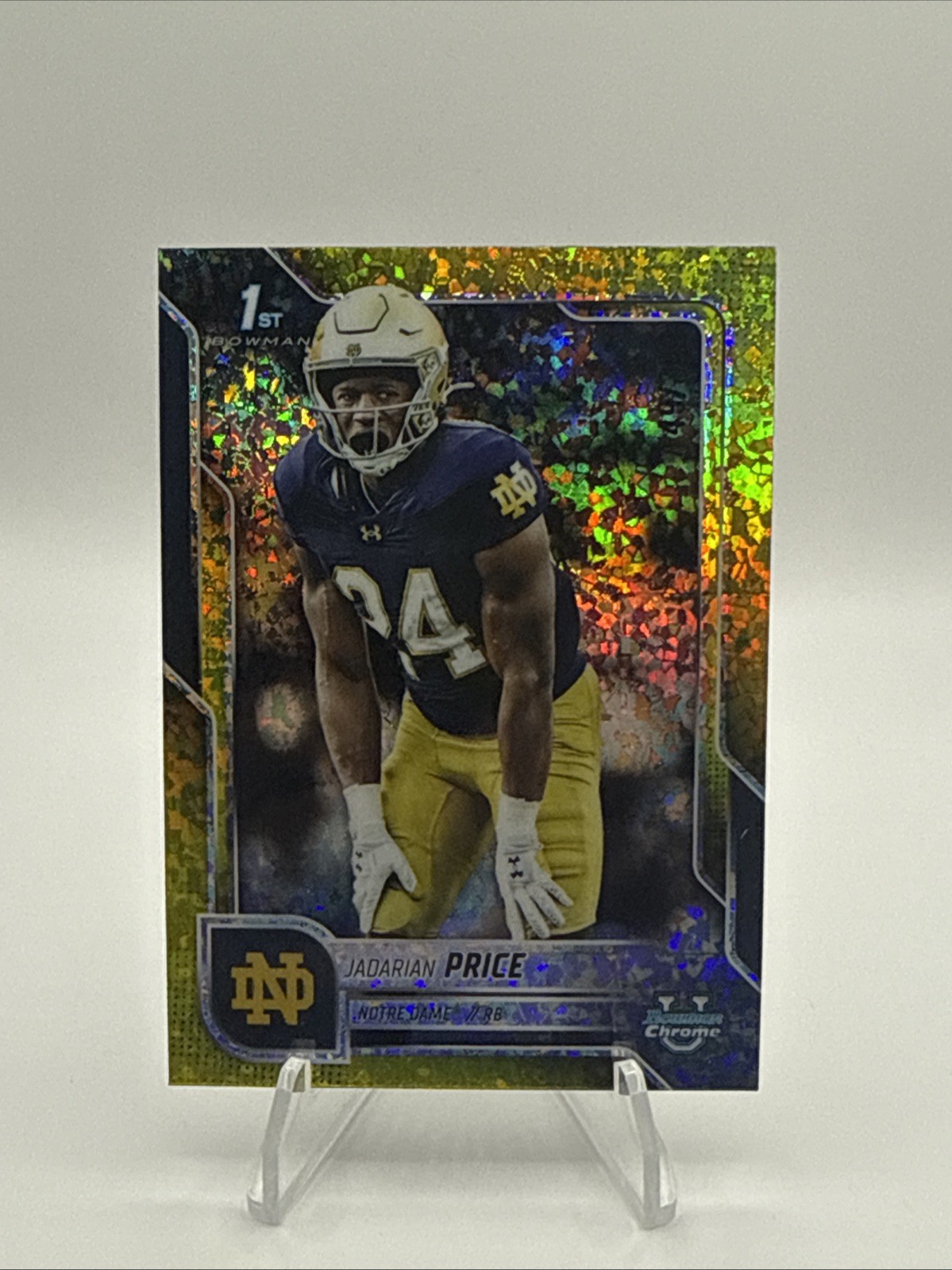 Jadarian Price 2025 Bowman U Chrome 1st Yellow Mini-Diamond /350 Notre Dame #117