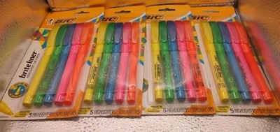 Bic Highlighters -Lot Of 4 Packs - Brite Liner Chisel Tip- 5 Colors Per Pack
