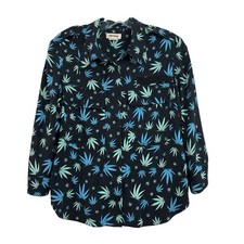 Zadig & Voltaire Blouse Top Toast Leaves Plant Print Blue Viscose Size Medium