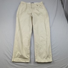 Vintage Polo Ralph Lauren Pants 36x32 Khaki Brown Pleated Casual Preppy Chino