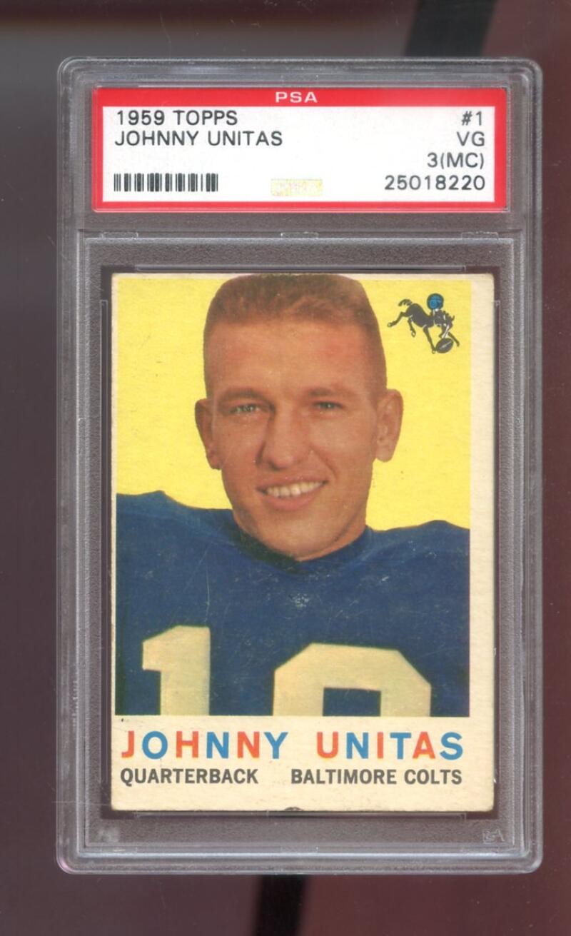 1959 Topps #1 Johnny Unitas John Unitas PSA 3 (MC) Graded Football Card Colts