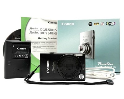 Canon Powershot ELPH 320 Digital Camera Black 16.1MP Full HD WiFi IOB