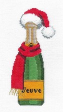 SO   "Veuve" Champagne Bottle Christmas Santa Needlepoint Canvas C'ate La Vie