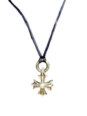 Chrome Hearts Sterling Silver Cross Pendant On Silk Cord Necklace
