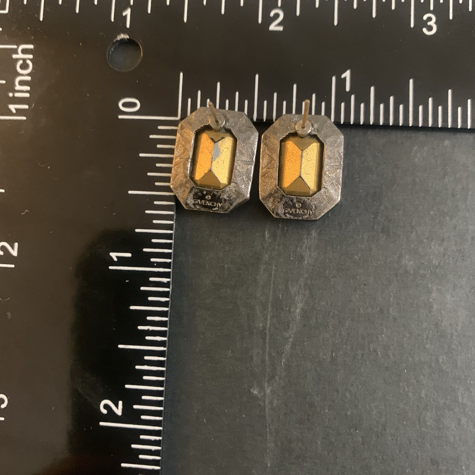 Givenchy Earrings Statement Pierced Emerald Cut R… - image 3