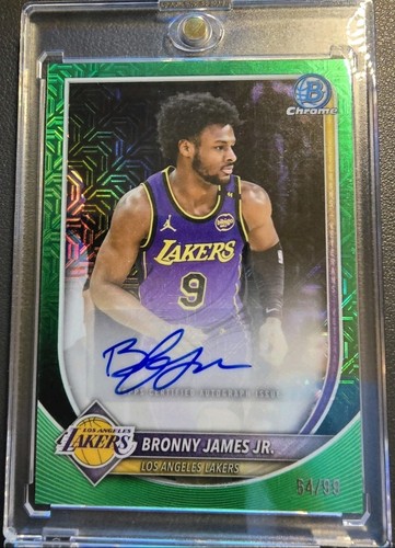 2026 Topps Bowman Chrome Bronny James Jr Auto Green Mojo Refractor /99 NBA