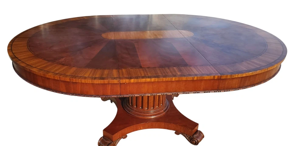 Ethan Ellen Townhouse Dining Table 30-6203 Round Pedestal with Leaf & Protector - Image 2 of 4