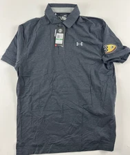 Anaheim Ducks Team Issued Under Armour Golf Polo Large Grey