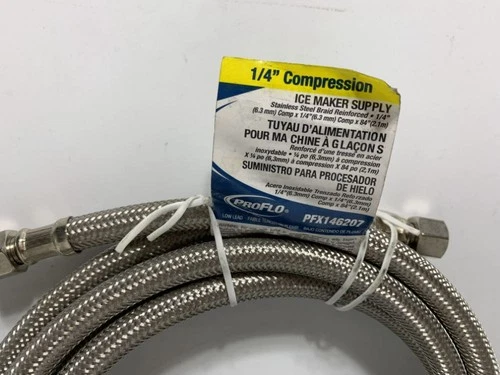 Proflo PFX146207 Icemaker Hose 1/4" Comp x 84" Stainless Steel - Picture 2 of 5