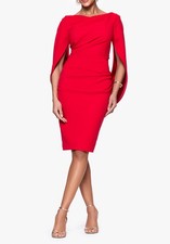 Betsy Adam A21207 Jordan Draped Cape Back Dress SZ 4 ($229) Red