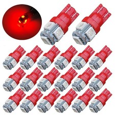 20x Super Red T10 Led Bulbs Car Interior License Light 2825 192 194 5050 5 Smd