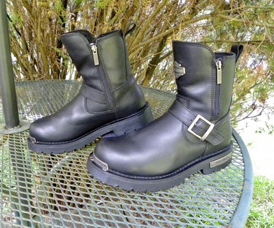 Harley Davidson Leather Moto Boots Black Biker Buckle Boots  display picture 1